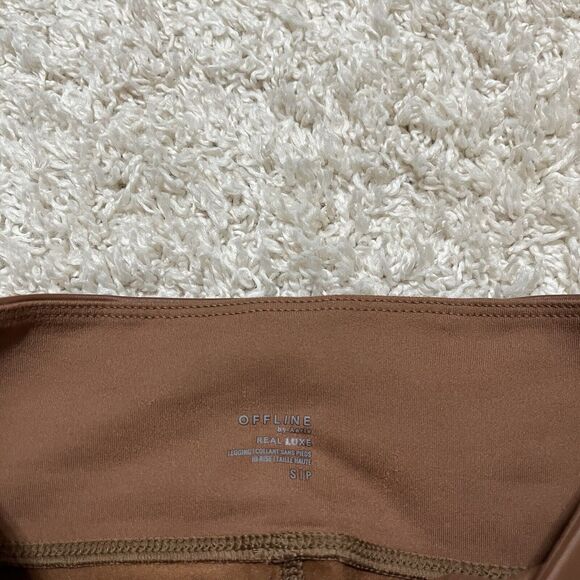 Offline by Aerie Small Brown Faux Leather Real Luxe High Waisted Leggings NWT - Picture 5 of 7